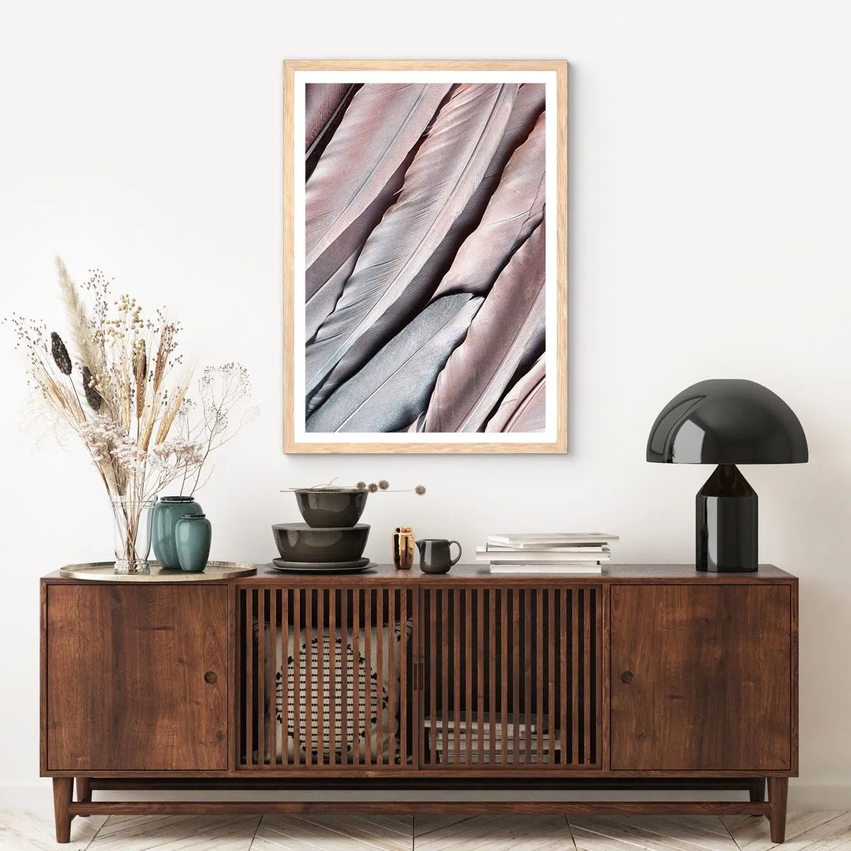 Affisch i ram av ljusek - I rosa silver - 61x91 cm