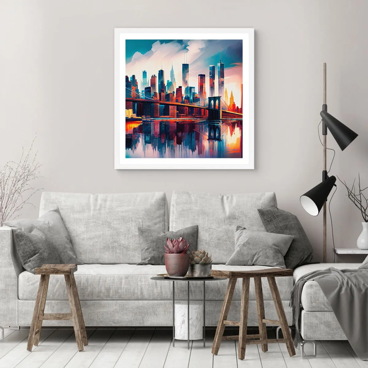 Affisch i vit ram - Fenomenala New York - 40x40 cm