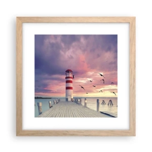 Affisch i ram av ljusek - Dags att bege sig till hamnen - 30x30 cm