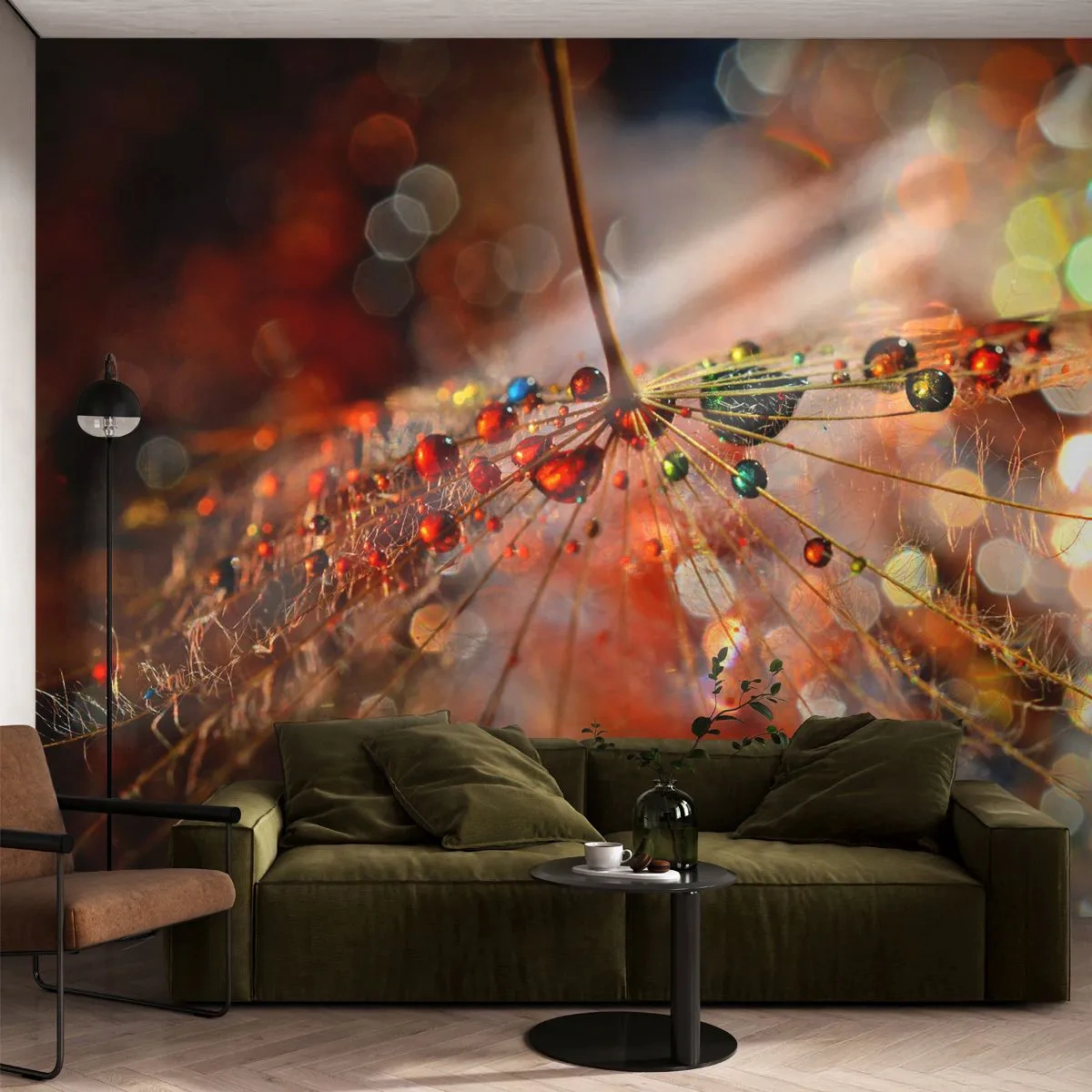 Fototapet Premium Canvas - Trädda på spindelnät - Abstraktion, spindelnät, Bit - 350x256 cm