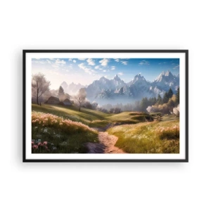 Affisch i svart ram - Idyllisk dal - 91x61 cm