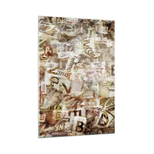 Glastavla - Bild på glas - Snacket reduceras till enstaka bokstäver - 50x70 cm
