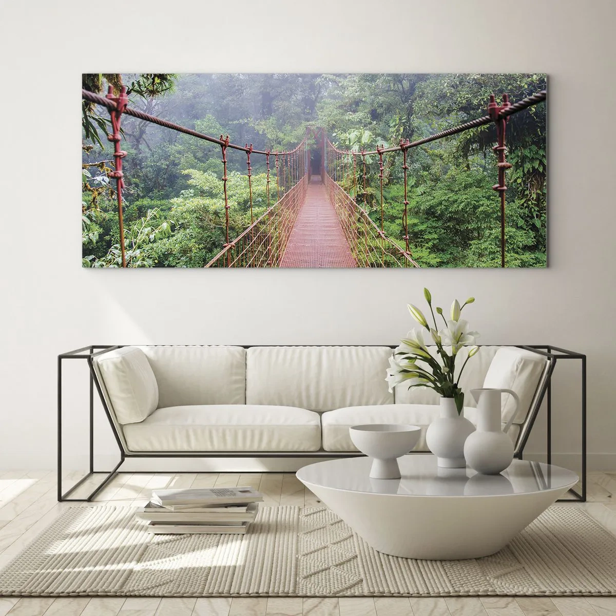 Glastavla - Bild på glas - Upphängd i trädkronorna - 120x50 cm
