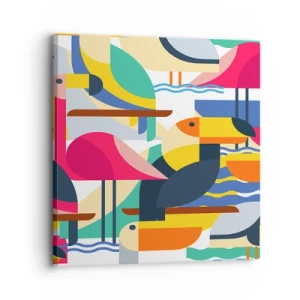 Canvastavla - Bild på duk - Fågelparty - 30x30 cm