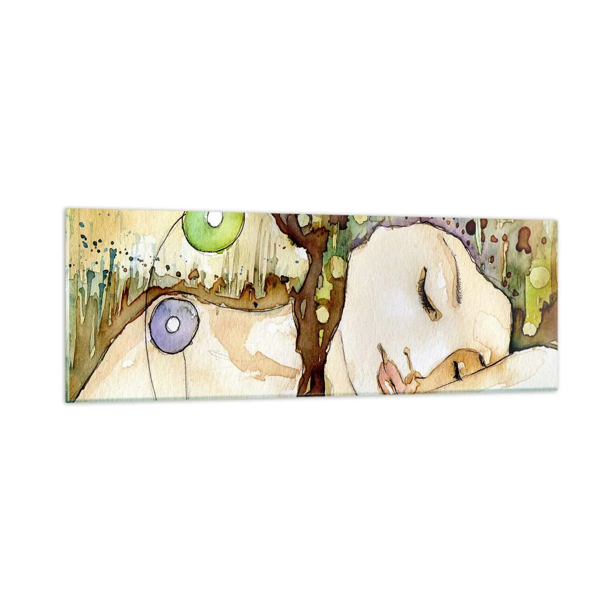 Glastavla - Bild på glas - Smaragd-viol dröm - 90x30 cm