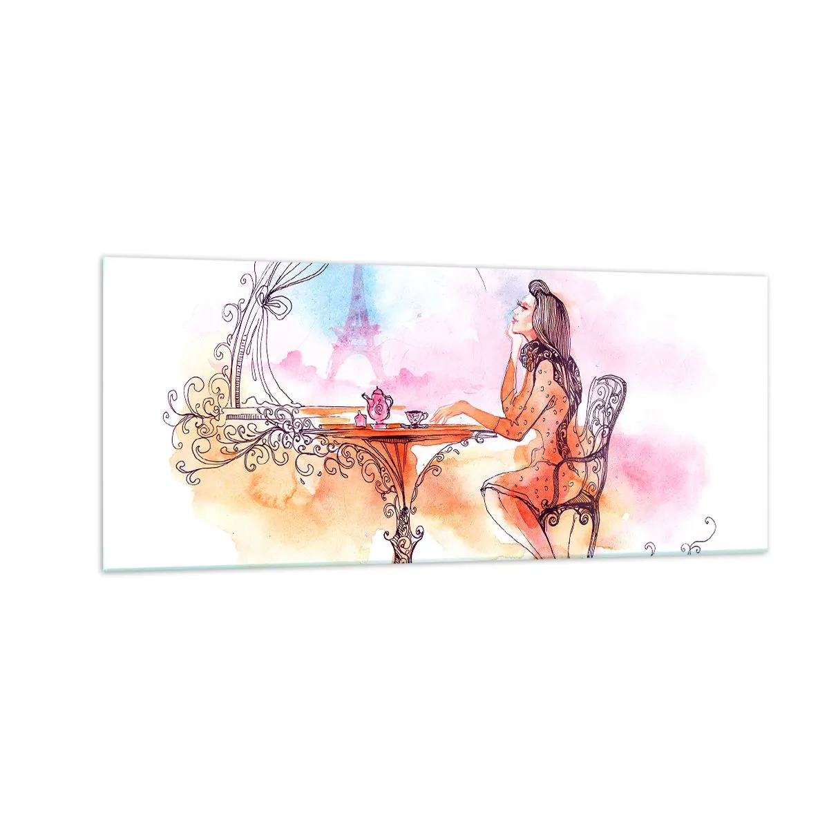 Glastavla - Bild på glas - Paris stil - 100x40 cm