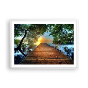 Affisch i vit ram - Sakta ner, sätt dig - 70x50 cm