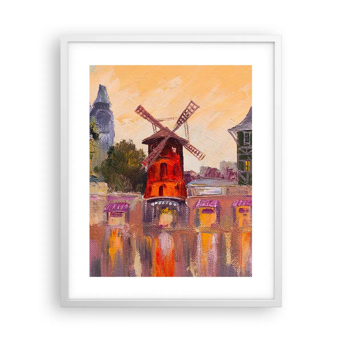 Affisch i vit ram - Ikoner av Paris – Moulin Rouge - 40x50 cm