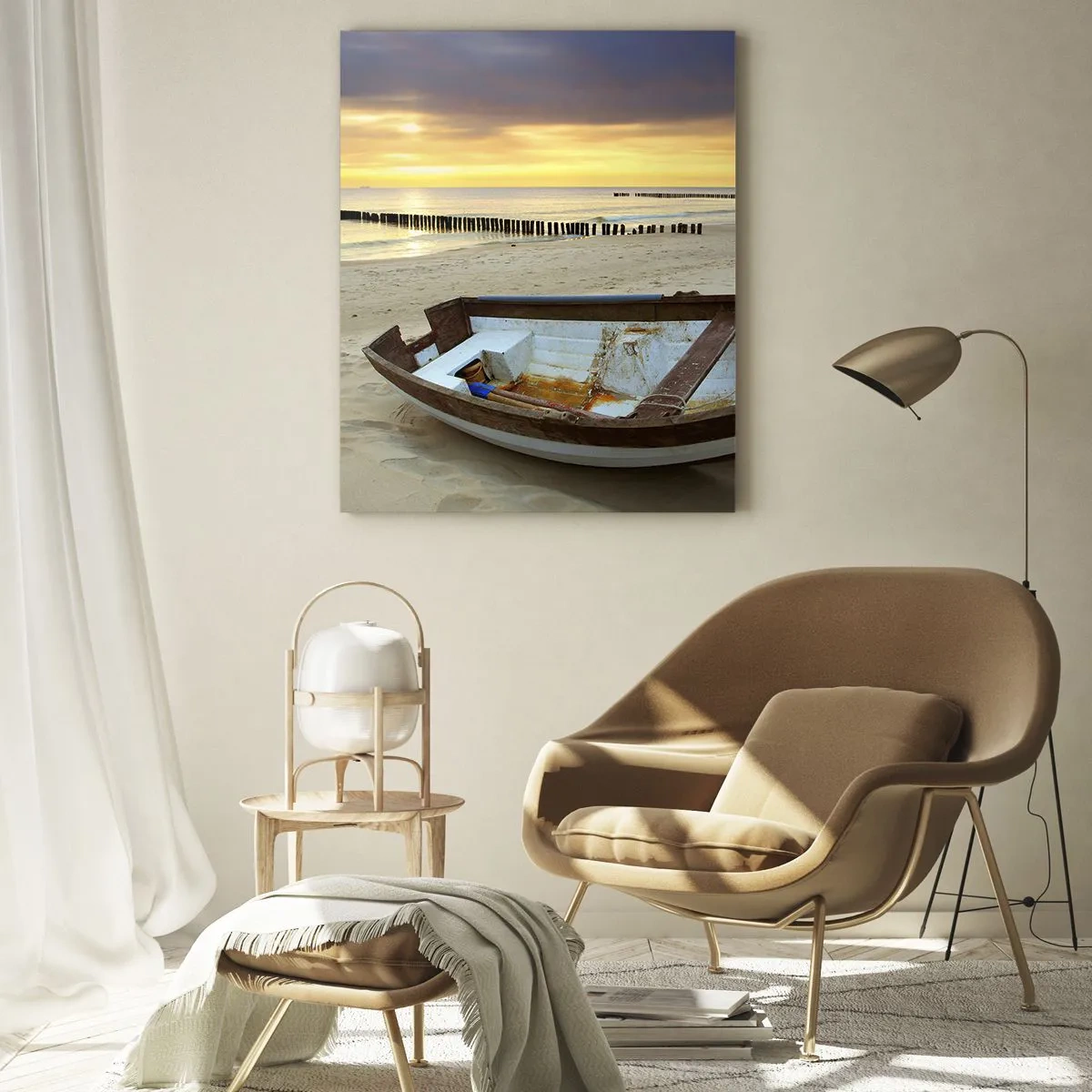 Glastavla - Bild på glas - Det finns inga vackrare stränder - 50x70 cm