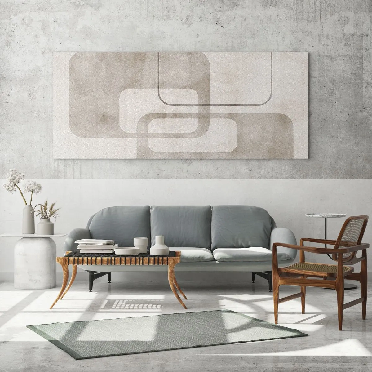 Glastavla - Bild på glas - Geometrisk fug - 140x50 cm