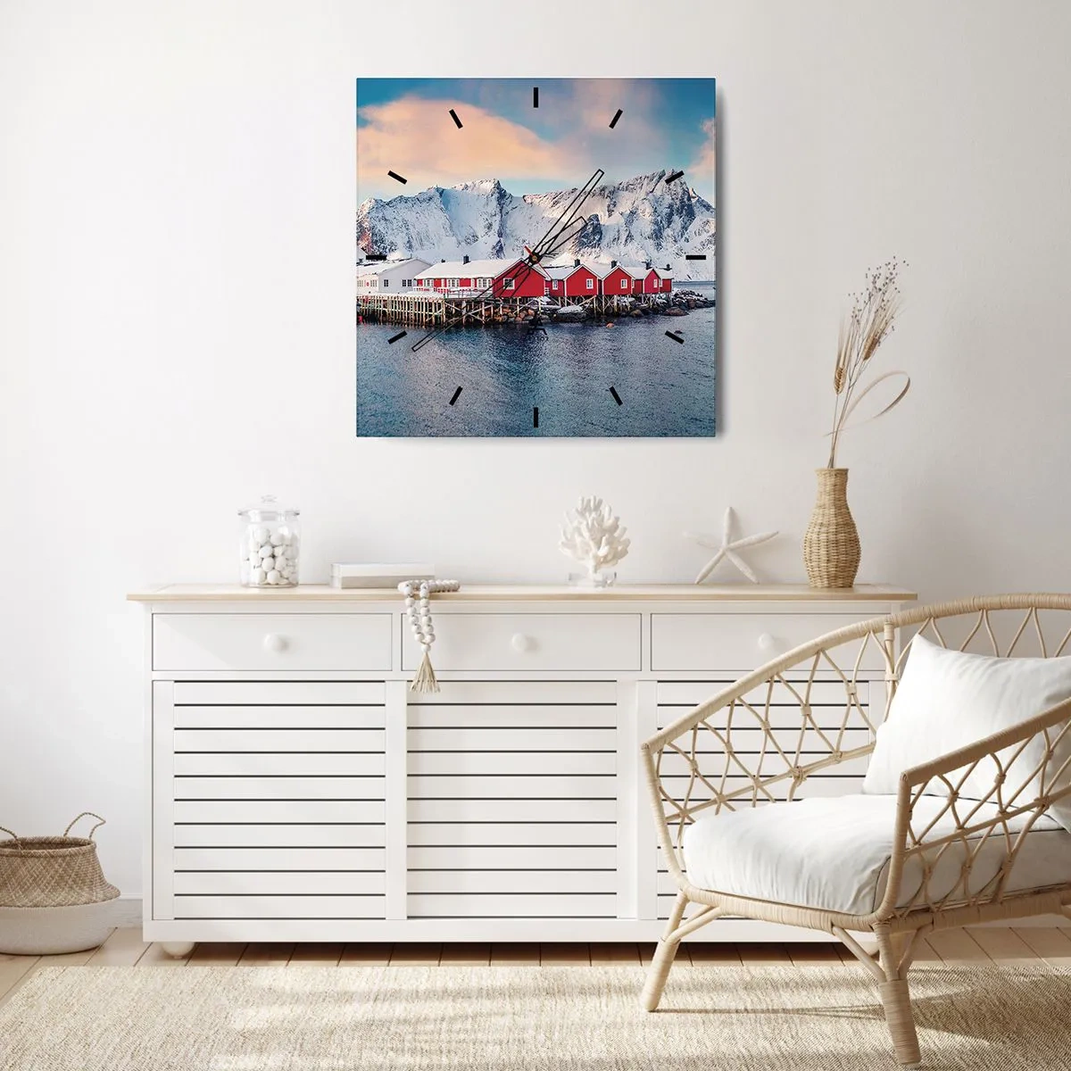 Väggklocka - Klocka på glas - Nordligt gömställe - 30x30 cm