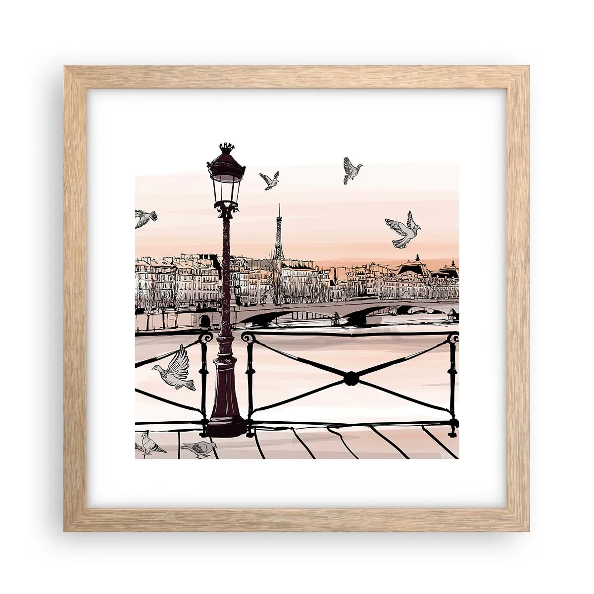 Affisch i ram av ljusek - Över Paris tak - 30x30 cm