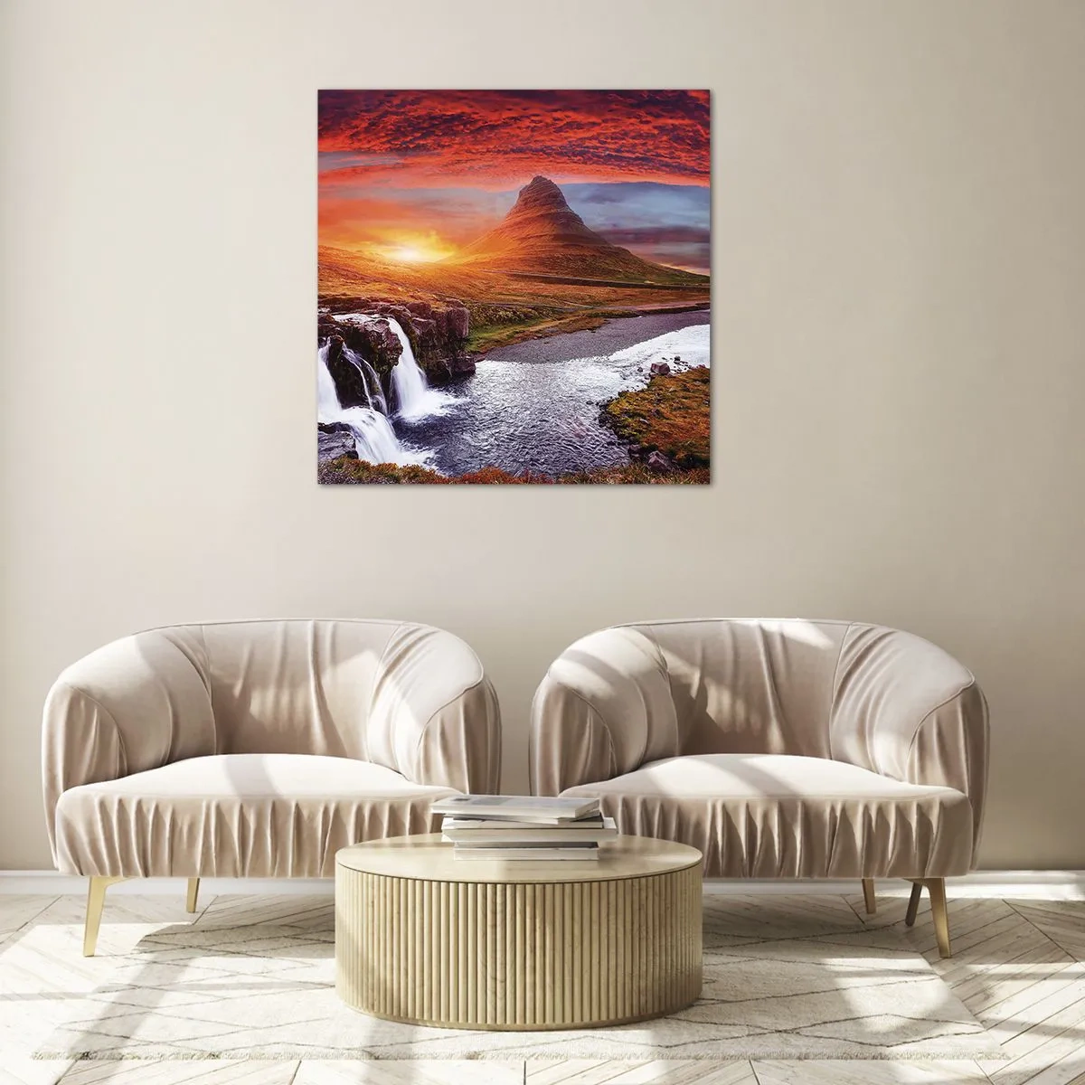 Glastavla - Bild på glas - Utsikt över Midgård - 70x70 cm