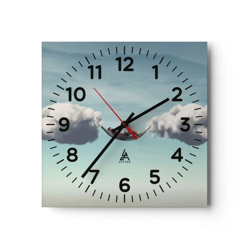 Väggklocka - Klocka på glas - Stundens salighet - 40x40 cm