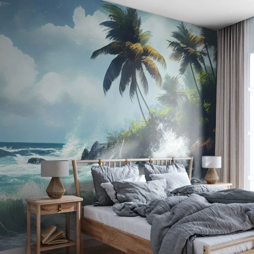 Fototapet Premium Sand - På en tropisk strand - Strand, Tropisk, handflatan - 300x210 cm