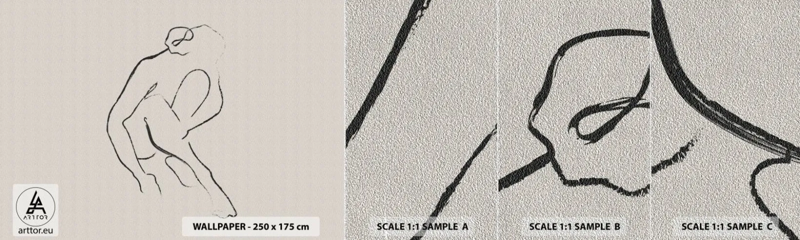 Provbit av fototapet Premium Sand - Intim skiss - Minimalism, spela teater, Kvinna - 100x30 cm