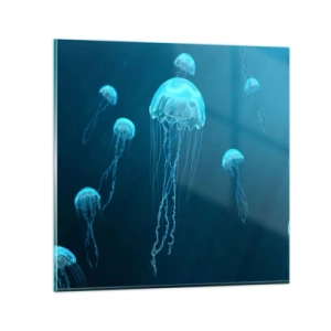 Glastavla - Bild på glas - Havets dans - 40x40 cm