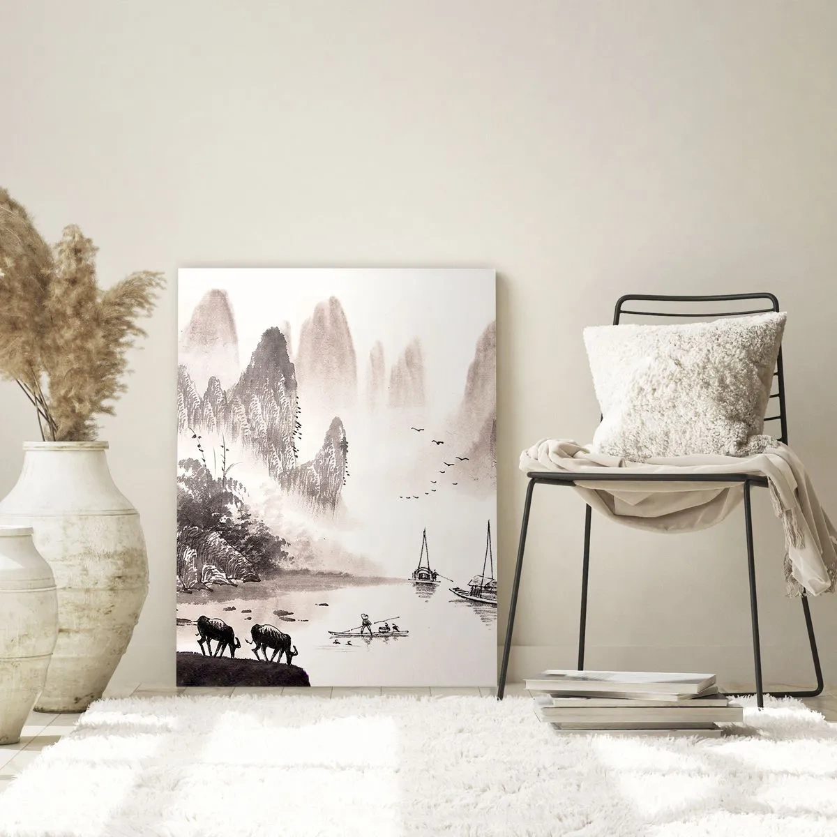 Glastavla - Bild på glas - Österns exotiska vardag - 80x120 cm