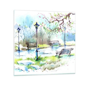 Glastavla - Bild på glas - Parktystnadens charm - 70x70 cm