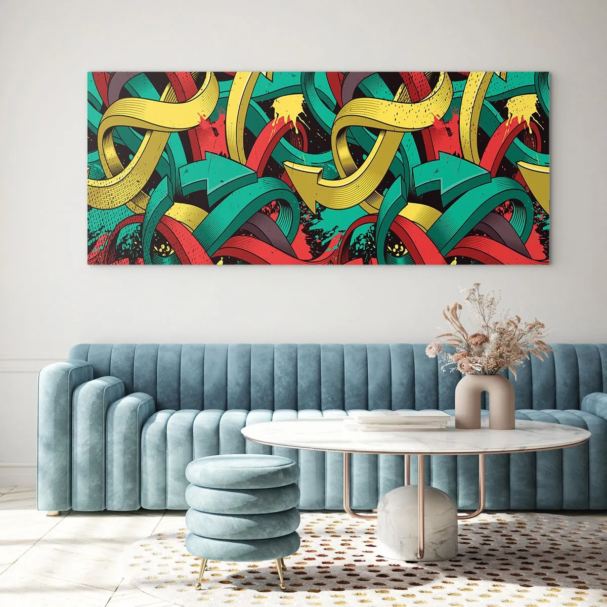 Glastavla - Bild på glas - Vilken väg till målet? - 140x50 cm