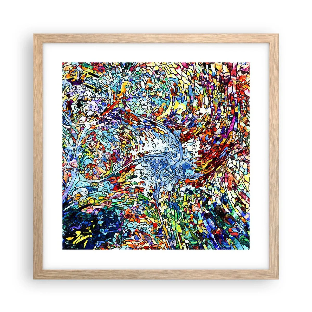 Affisch i ram av ljusek - Glasmålning - droppar  - 40x40 cm