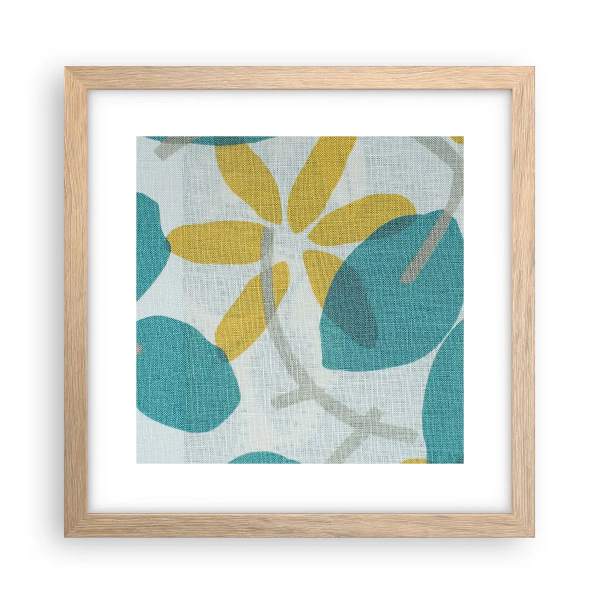 Affisch i ram av ljusek - Bland azurblå blad - 30x30 cm
