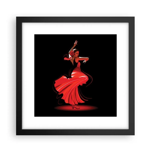 Affisch i svart ram - Flamencos brinnande anda - 30x30 cm