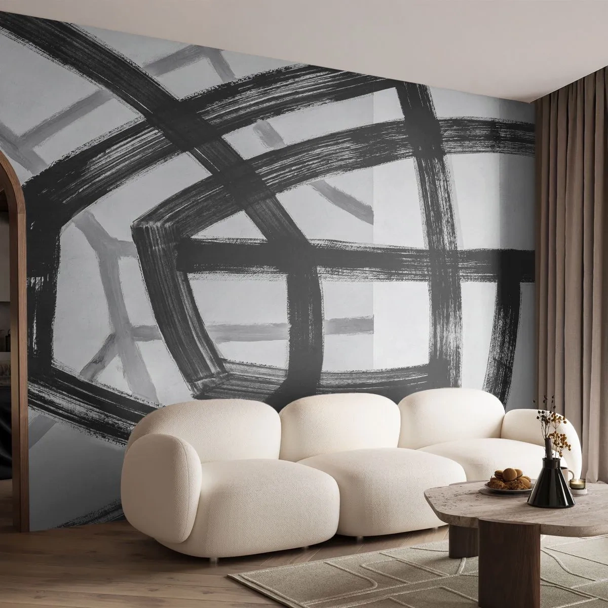 Fototapet Premium Sand - Att skapa djupet - Streck, Bit, Modern - 450x315 cm