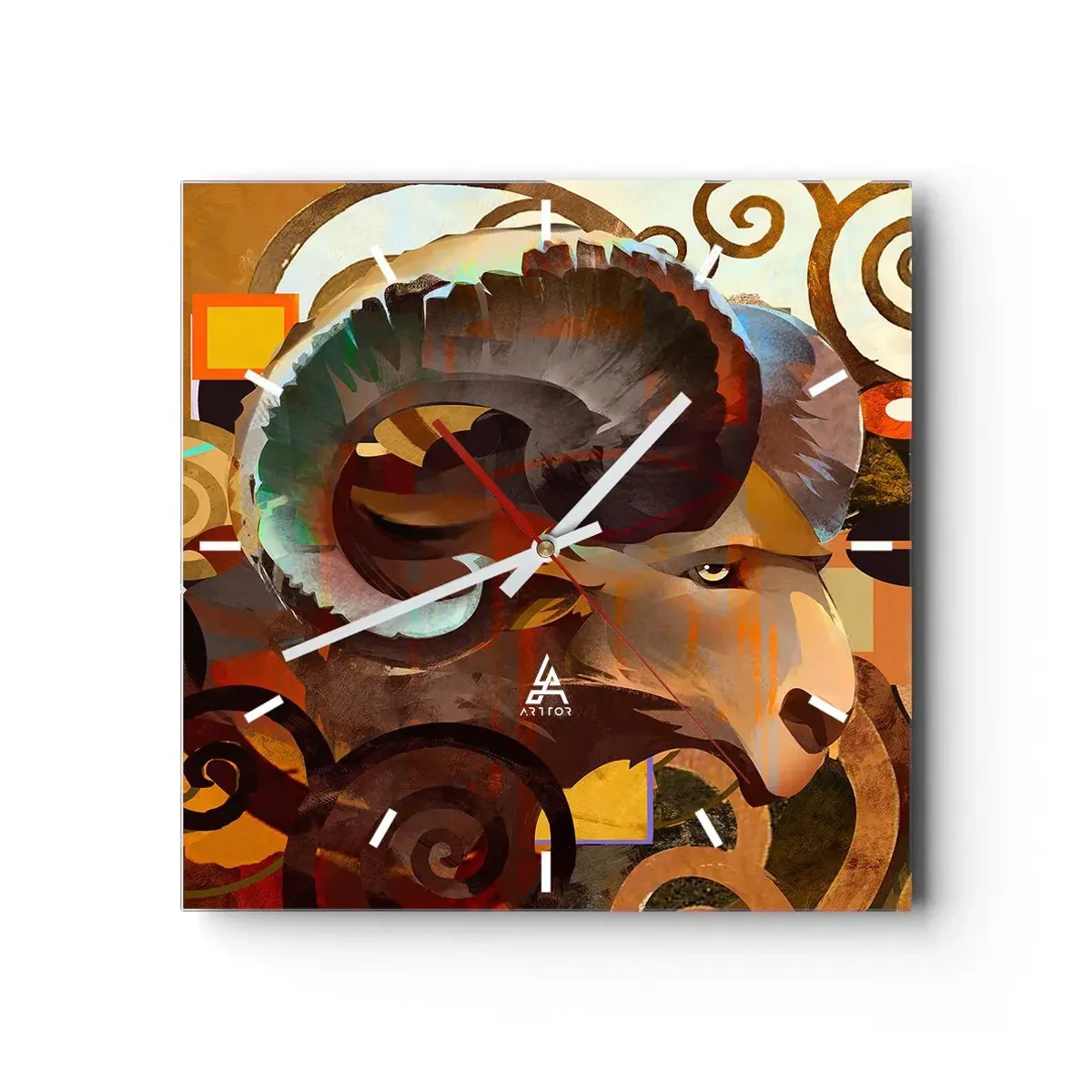 Väggklocka - Klocka på glas - Magi - religion - ritualer - 30x30 cm