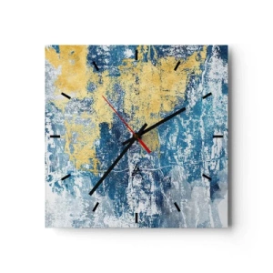 Väggklocka - Klocka på glas - En väderfylld abstraktion - 30x30 cm