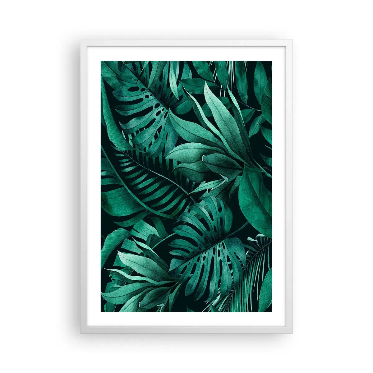 Affisch i vit ram - Tropiska grönskans djup - 50x70 cm