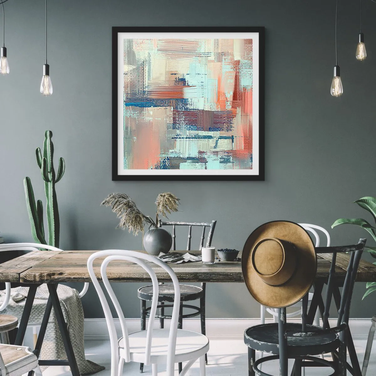 Affisch i svart ram - Att nå ljuset - 50x50 cm