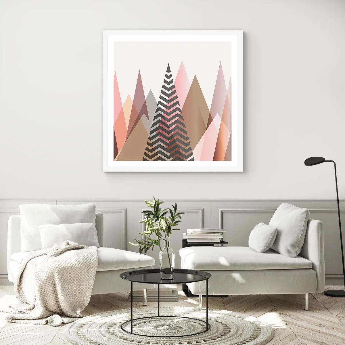 Affisch i vit ram - Utsikt över pyramider - 50x50 cm