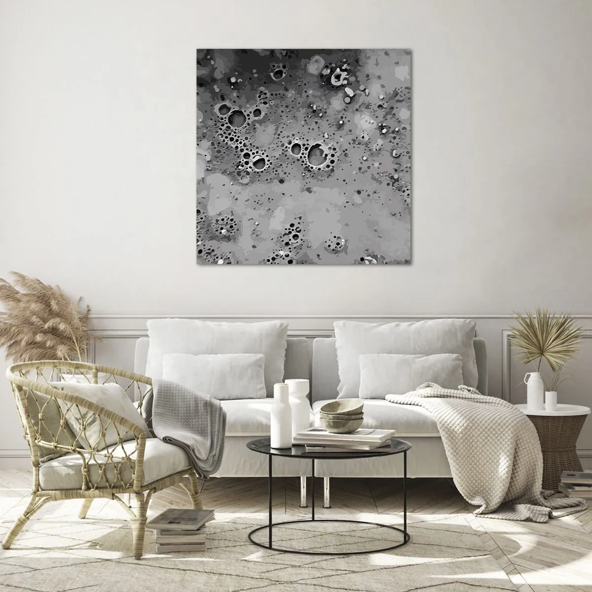 Glastavla - Bild på glas - Som månlandskap - 40x40 cm