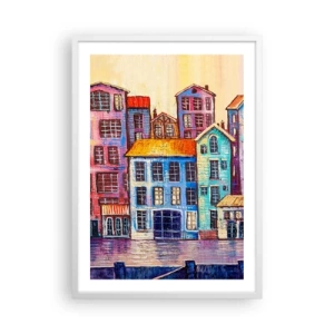 Affisch i vit ram - En sagostad  - 50x70 cm