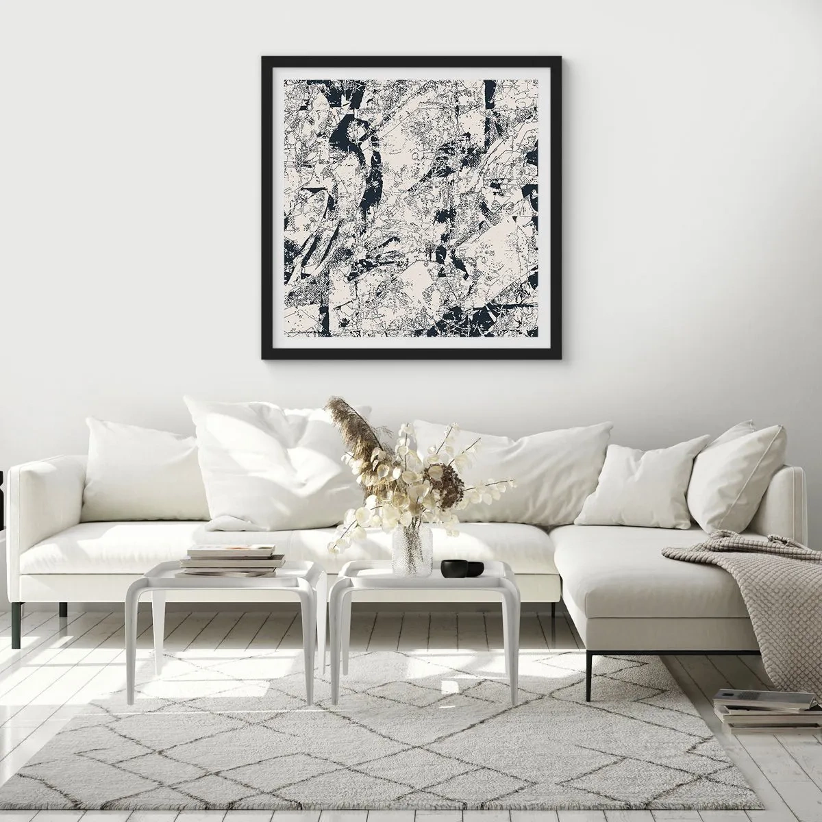 Affisch i svart ram - Motsatsernas interpenetration - 40x40 cm