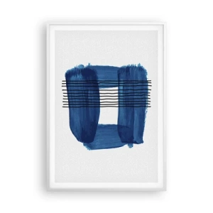 Affisch i vit ram - Svart-blå komposition - 70x100 cm