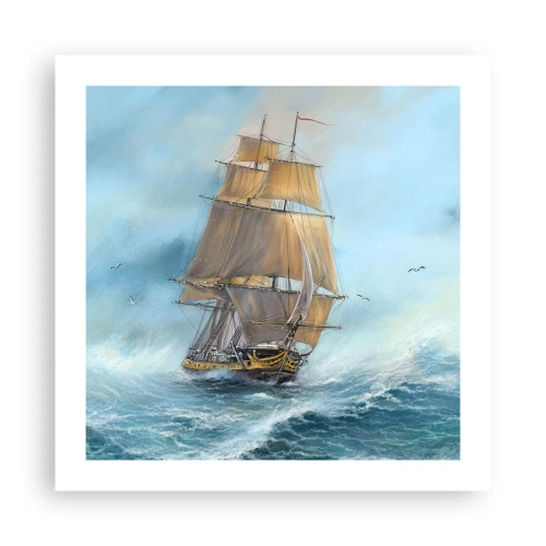 Affisch - Vinkande genom vågorna - 50x50 cm