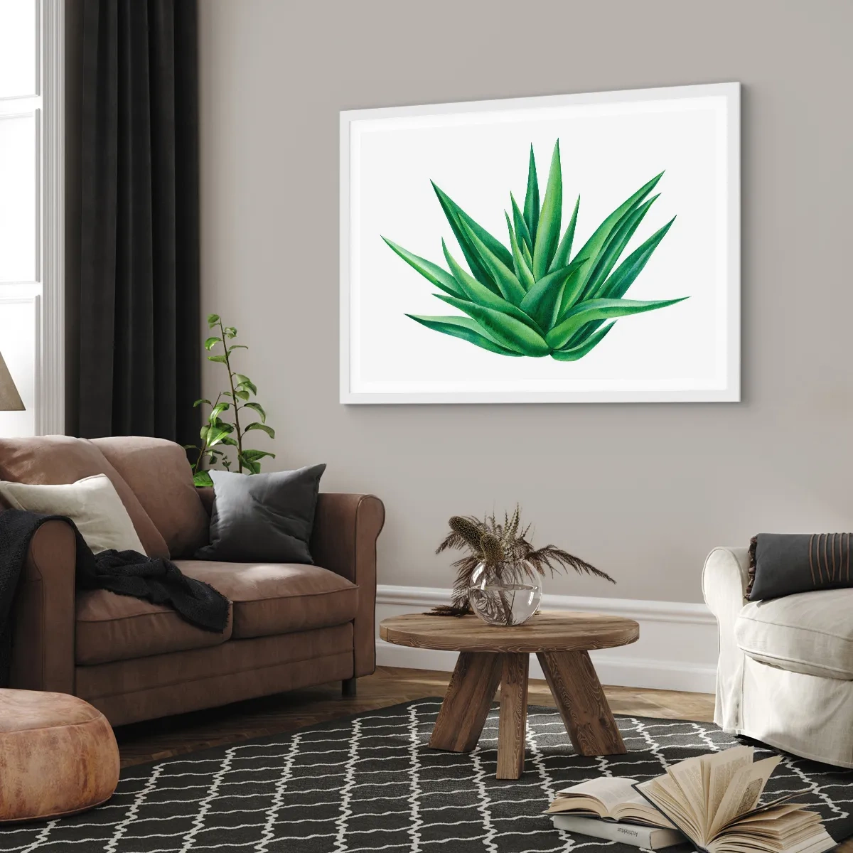 Affisch i vit ram - Grönt - styrka - liv - 100x70 cm