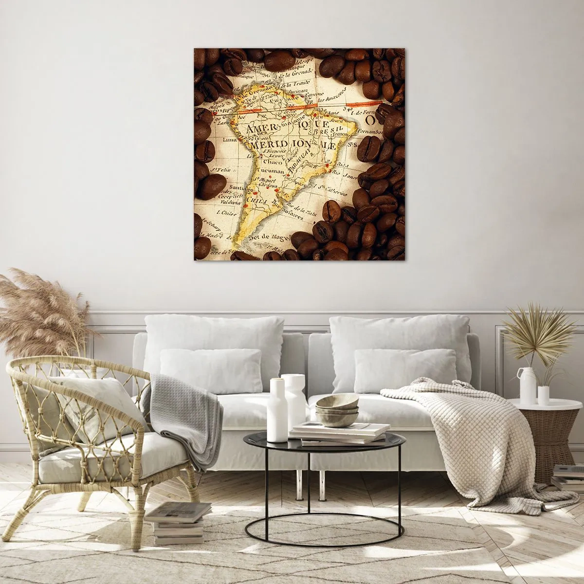 Glastavla - Bild på glas - Varifrån kommer det bästa kaffet? - 30x30 cm