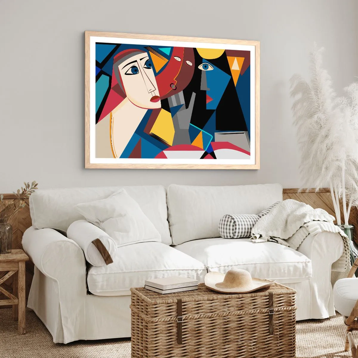 Affisch i ram av ljusek - Kubistiskt samtal - 100x70 cm
