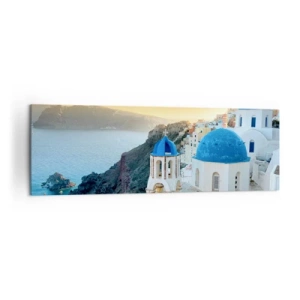 Canvastavla - Bild på duk - Santorini - inbäddat i berg - 160x50 cm