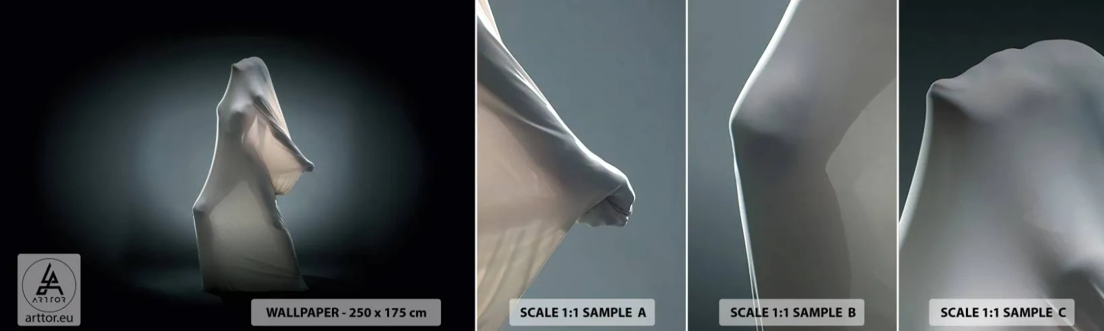 Provbit av självhäftande fototapet Deluxe Sticker - Dolda drömmar - Kvinna, Dansa, Bit - 100x30 cm