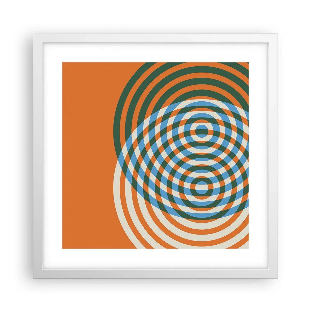 Affisch i vit ram - Abstrakt cirkulär variation - 40x40 cm