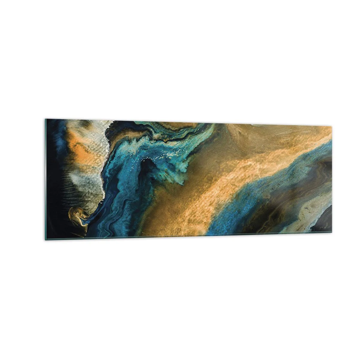 Glastavla - Bild på glas - Blå – gul – ömsesidiga influenser - 140x50 cm