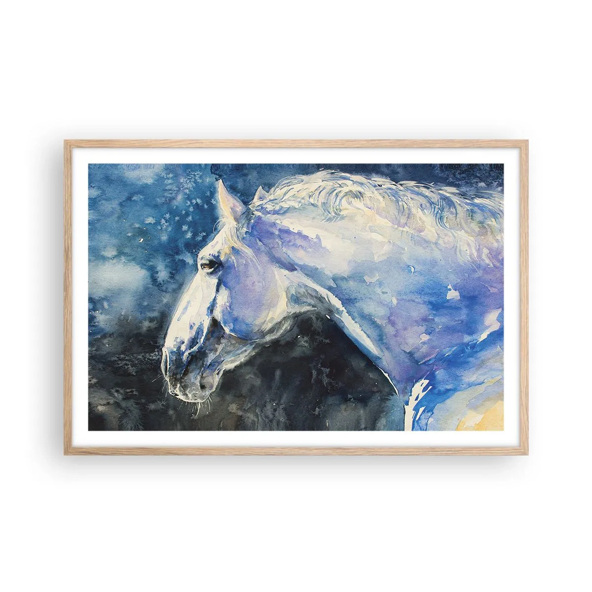 Affisch i ram av ljusek - Porträtt i blått sken - 91x61 cm