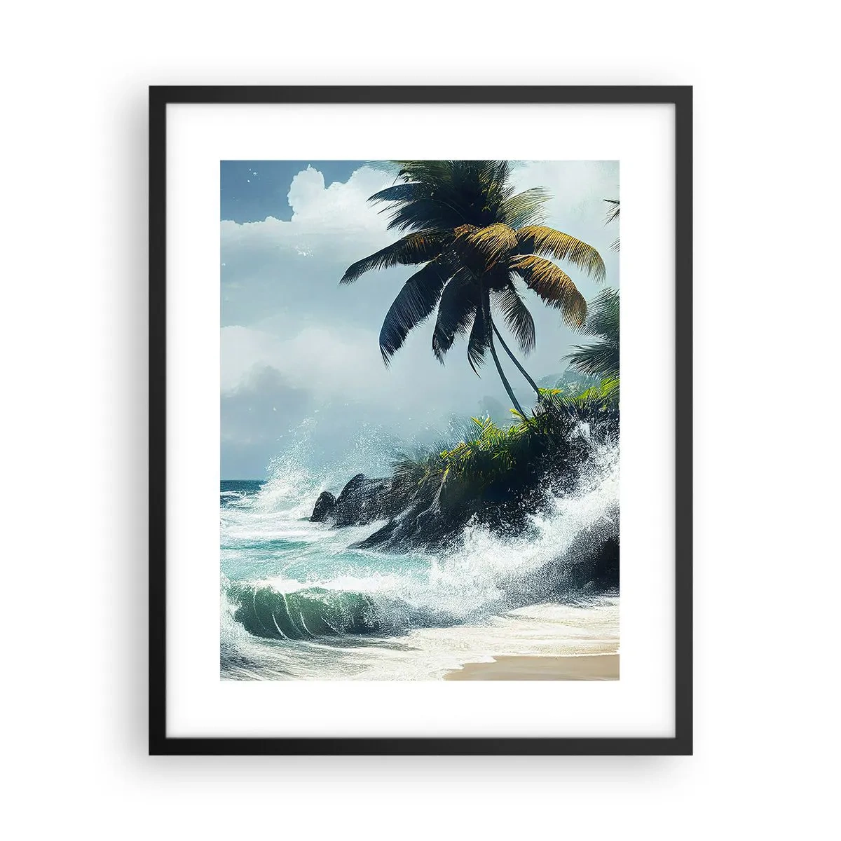 Affisch i svart ram - På en tropisk strand - 40x50 cm