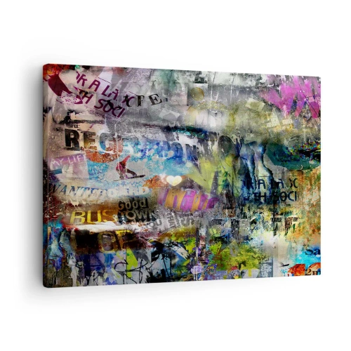Canvastavla - Bild på duk - Abstrakt collage med text och olika färger - 70x50cm - Collage med minnen - Modern väggdekoration för vardagsrum och sovrum ARTTOR