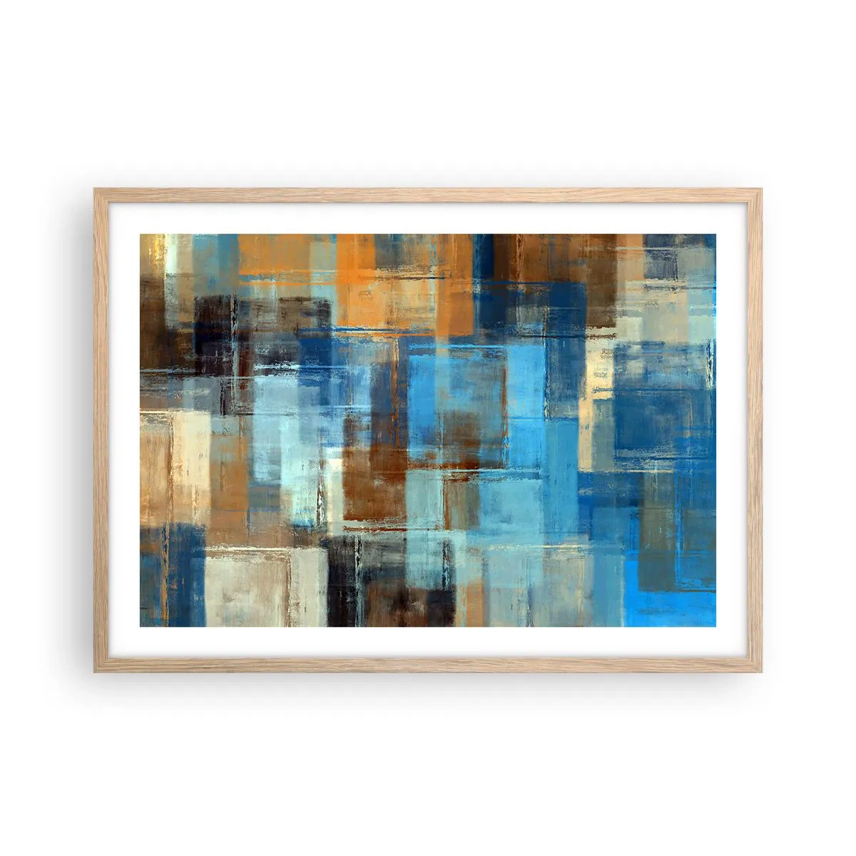 Affisch i ram av ljusek - Genom blåa gardinen - 70x50 cm
