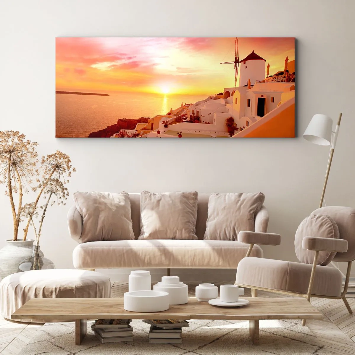 Canvastavla - Bild på duk - Smälta sig in i vitt och guld - 100x40 cm